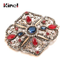 Kinel Vintage Crytal Flower Brooch Pins Turkish Women Retro Gold Color Ethnic Bridal Wedding Jewelry Boho Crystal Gift 2020 2024 - buy cheap