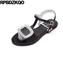 Slingback Satin Crystal Green Rhinestone Thong Silver Shoes Open Toe Designer Female Women Sandals Flat Casual Black Diamond 2024 - buy cheap