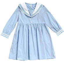 Осеннее расклешенное платье с матросским воротником и длинным рукавом для девочек 6-16 лет 2024 - купить недорого