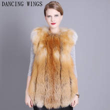 Women Luxury Full Pelt Genuine Red Fox Fur Vest Coat Short Sleeveless Female Winter Fur Overcoat 2024 - buy cheap