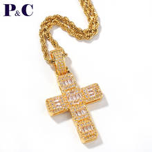 hip hop cross necklace women necklace copper with CZ pendant chain Classic personality Jesus cross hip hop Jewelry for gift 2024 - buy cheap