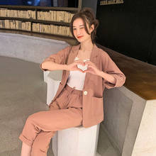 Feminino verão e outono casual estilo coreano moda emagrecimento net vermelho pequeno terno jaqueta roupas conjunto de duas peças 2024 - compre barato