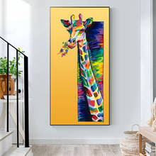 Pintura abstrata de girafa aquarela em telas, impressões de arte, poster de animal fofo para sala de estar, decoração de casa, quadros 2024 - compre barato