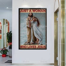 Ретро-постер христианский «просто женщина, которая любит Иисуса», настенный художественный принт, Декор для дома, Холщовый постер, уникальный подарок 2024 - купить недорого