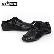 Black Genuine Leather Jazz Shoes Soft Dancing Sneakers Gymnastics Dance Shoes Unisex Slip On Jazz Dance Shoes 2024 - buy cheap