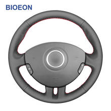 Hand Stitch Black PU Artificial Leather Car Steering Wheel Cover for Renault Clio 3 2005 2006 2007 2008 2009 2010 2011-2012 2024 - buy cheap