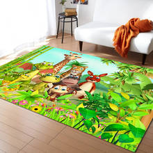 Tapete com desenho de animais da selva, tecido verde, para cama, sala, casa, área grande, tapete para janela 2024 - compre barato