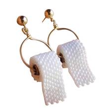 Creative Earrings Dangle Drop Roll Paper 3D Tissue Geometric Drop Earrings Toilet Paper Fashion Women Earrings Ear Jewelry 2024 - buy cheap