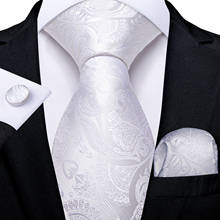 DiBanGu Men Necktie White Paisley Design Silk Wedding Tie For Men Tie Hanky Cufflink Tie Set Business Party Dropshipping MJ-0393 2024 - buy cheap