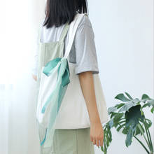 Moda feminina bolsas de pano de lona bolsa tote de lona com laço de ombro para senhoras bolsas de algodão ecológicas pequenas de compras frescas 2024 - compre barato