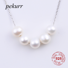 Pekurr 925 Sterling Silver 5pcs Big Natural Freshwater Pearl Necklaces For Women Long Chain Pendants Fashion Jewelry 2024 - buy cheap