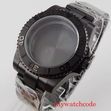 Caja de reloj chapada en PVD negro para hombre, 40mm, compatible con NH35 NH36, movimiento automático, cristal de zafiro, pulsera de acero inoxidable 2024 - compra barato