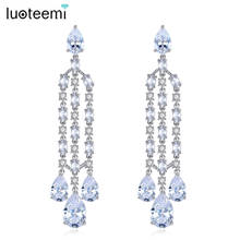 LUOTEEMI Long Tassel Drop Earrings for Women Wedding Fashion Jewelry Chandelier Pendientes Bijoux Christmas Gifts Shinny Crystal 2024 - buy cheap