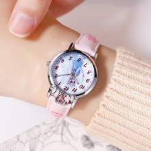 Relógio de pulso com desenho da princesa elsa, frozen, relógio de pulso original de quartzo para meninas, rosa, azul, roxo, à prova d'água para estudantes, novo presente 2024 - compre barato