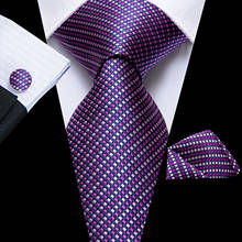 Hi-tie gravata masculina de seda roxa, xadrez, clássica, presente, luxo trigo, abotoaduras grandes, conjunto de alta qualidade 2024 - compre barato
