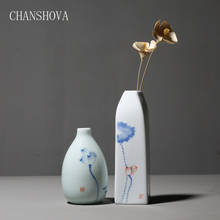 Chansapva vaso de cerâmica pintado à mão chinês para flores decoração para escritório acessórios decoração para casa vaso de flores pequeno de porcelana 2024 - compre barato