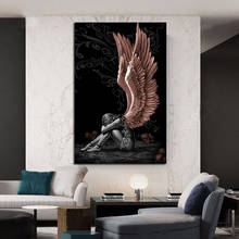 Черно-белые настенные картины для домашнего дизайна, Современная Картина на холсте, крылья ангела в сторону, украшение комнаты, принты, цитата 2024 - купить недорого