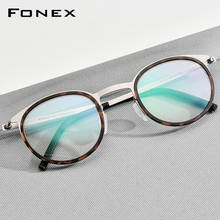 FONEX Acetate Alloy Eyeglasses Frame Men Women Vintage Round Myopia Optical Prescription Glasses Screwless Korean Eyewear F1012 2024 - buy cheap