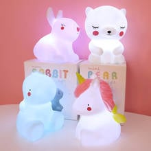 Cartoon Unicorn button battery Night Light Children Light Baby Nursery Lamp Bedroom Sleep For Children Girl Toy Christmas Gift 2024 - buy cheap