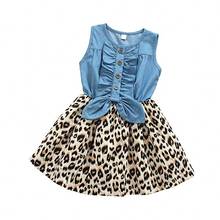 1-6y criança crianças bebê menina vestido roupas sem mangas leopardo impressão princesa festa plissado bowknot vestido 2024 - compre barato