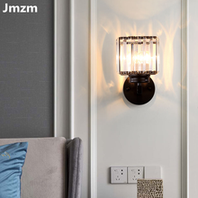 Jmzm Crystal Gold Wall Lamp Light Luxury Bedroom Bedside Lamp Hotel Villa Corridor Decorative Square LED Sconces Lighting Black 2024 - buy cheap
