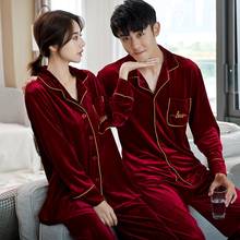 Lovers Velvet 2PCS Pajamas Set Lapel Sleepwear Autumn New Casual Bathrobe Soft Nightwear Shirt&Pant Couple Velour Home Clothes 2024 - buy cheap