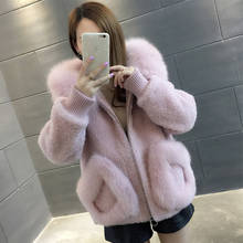 High Quality Winter Women Sheep Shearing Short Limitation Lamb Hair Furs Coat Loose Warm Faux Fox Fur Collar Hooded Outerwear 2024 - buy cheap