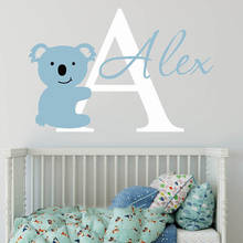 Koala Bear Cute Personalized Name Wall Sticker For Kids Children Bedroom Beauty Custom Name Poster Mural Wall Decals W720 2024 - buy cheap