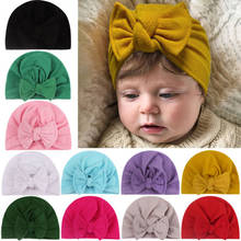 1PCS Cotton Blend Hair Bow Knot Kids Turban Hat Big bow Knot Newborn Beanie Caps Headwraps Birthday Gift Photo Props 2024 - buy cheap