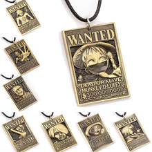 ONE PIECE Wanted Poster Necklace Luffy Warrant Pendant Choker Necklaces Anime Jewelry Men Women Accessories 2024 - buy cheap