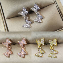 Butterfly Shape Drop Earrring AAAAA cz Real 925 sterling silver Statement Party Wedding Dangle Earrings for women Bridal Jewelry 2024 - buy cheap