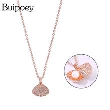 High-quality Stainless Steel Rose Gold Pearl Shell Pendant Necklace For Women Original Zircon Charm Necklace Girls Lover Collar 2024 - buy cheap
