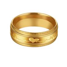 Anel de dedo masculino com eletrocardiograma 8mm, anéis de aço inoxidável, alianças de casamento e noivado, joias legais para presente 2024 - compre barato