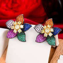 GODKI Luxury Multicolor Brazilian Earrings for women Trendy Cubic Zircon Wedding Engagement Party Brazil earrings Gift 2024 - buy cheap
