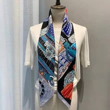 Bufanda de seda de calidad para mujer, chal de moda de playa, protector solar, bolso, 90cm x 90cm, novedad de primavera 2021 2024 - compra barato