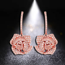 Rose Flower Earrings Fine Jwelery Luxury Silver Needle Wholesale Hot Sale Fashion Earrings for Women Gift AAA Zircon Top Quaity 2024 - buy cheap