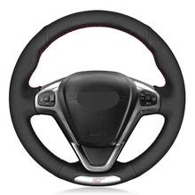 Car Steering Wheel Cover Soft Black Artificial Leather DIY Hand-stitched For Ford Fiesta ST 2013 2014 2015 2016 2017 2018 2024 - buy cheap