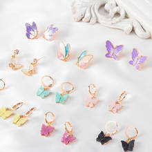 Милые женские серьги-бабочки в уличном стиле, корейские модные висячие серьги, ювелирные изделия, подарки, Oorbellen 2024 - купить недорого