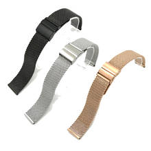 Pulseira de relógio aço inoxidável milanese lançamento rápido, pulseira universal de 18mm 20mm 22mm, bracelete preto rosa dourado 2024 - compre barato