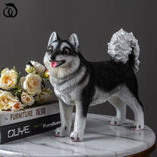 WU CHEN LONG Creative Husky Art Sculpture Simulation Huskie Dog Animal Statue Figurine Resin Craft Cabinet Decoration R5994 2024 - buy cheap