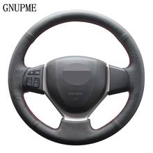 DIY Hand-stitched Black Genuine Leather Car Steering Wheel Cover for Suzuki Vitara 2015 Suzuki CELERIO S-CROSS SX4 2013 2014 2024 - buy cheap