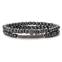 Conjunto de pulseras magnéticas de hematita para hombre y mujer, brazalete con cuentas de equilibrio, protección de la salud, joyería curativa Reiki 2024 - compra barato