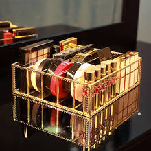 Fashion Golden Desktop Makeup Organizer Makeup Powder Storage Box Lipstick Holder Eye Shadow Case Jewelry Cosmetic Storage Box 2024 - buy cheap