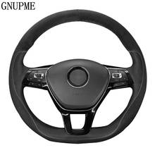 Black Suede Black Genuine Leather Car Steering Wheel Cover For Volkswagen VW Golf 7 Mk7 New Polo Passat B8 Tiguan Sharan Jetta 2024 - buy cheap