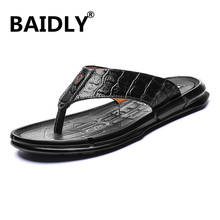 New Genuine Leather Mens Sandals Summer Outdoor Flip Flops Outdoor Sandals Beach Comfort Breathable Walking Shoes Men 2024 - buy cheap