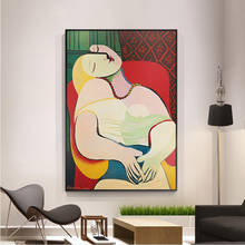 Скандинавский современный стиль Пикассо мечтающая женщина абстрактная картина плакаты и принты настенные картины для украшения гостиной 2024 - купить недорого