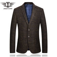 Plyesxale бренд 2018 Новое поступление мужской пиджак осень мужской Slim Fit пиджак M-4XL высокое качество умный Повседневный клубный пиджак для мужчин Q97 2024 - купить недорого