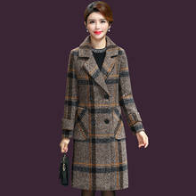 High quality 10% wool woolen coat in the long section of the new fashion pop plaid woolen coat boutique 2019 women's clothing 2024 - buy cheap