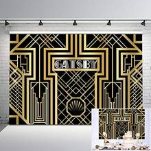 Mocsicka Great Gastby Photography Backdrop 1920s Black and Gold Background Retro Gatsby Birthday Backdrop Children Party Props 2024 - buy cheap