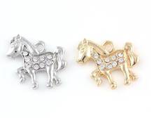 Pingente de cavalo de strass 20 tamanhos 22x18mm (dourado, cor prata), acessório faça você mesmo apto para medalhão flutuante joalheiro 2024 - compre barato